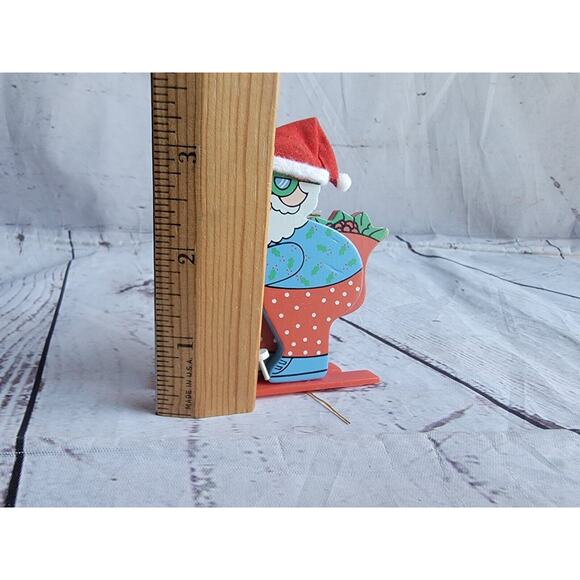 Skiing Santa Avon Christmas Ornament Flocked Santa Hat Plastic Skies - Picture 5 of 5